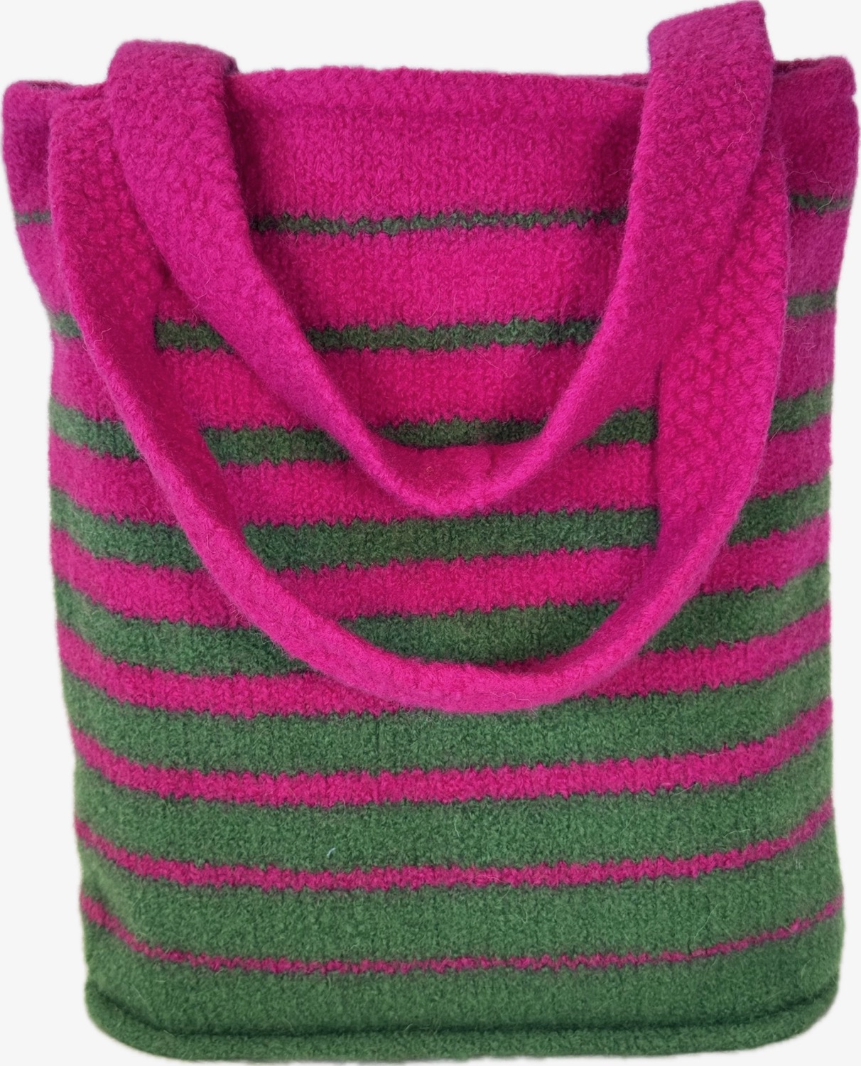 Forest green and hot pink felted tote